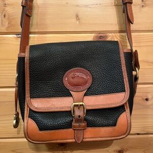 Dooney & Bourke Black and Brown Leather Messenger Bag